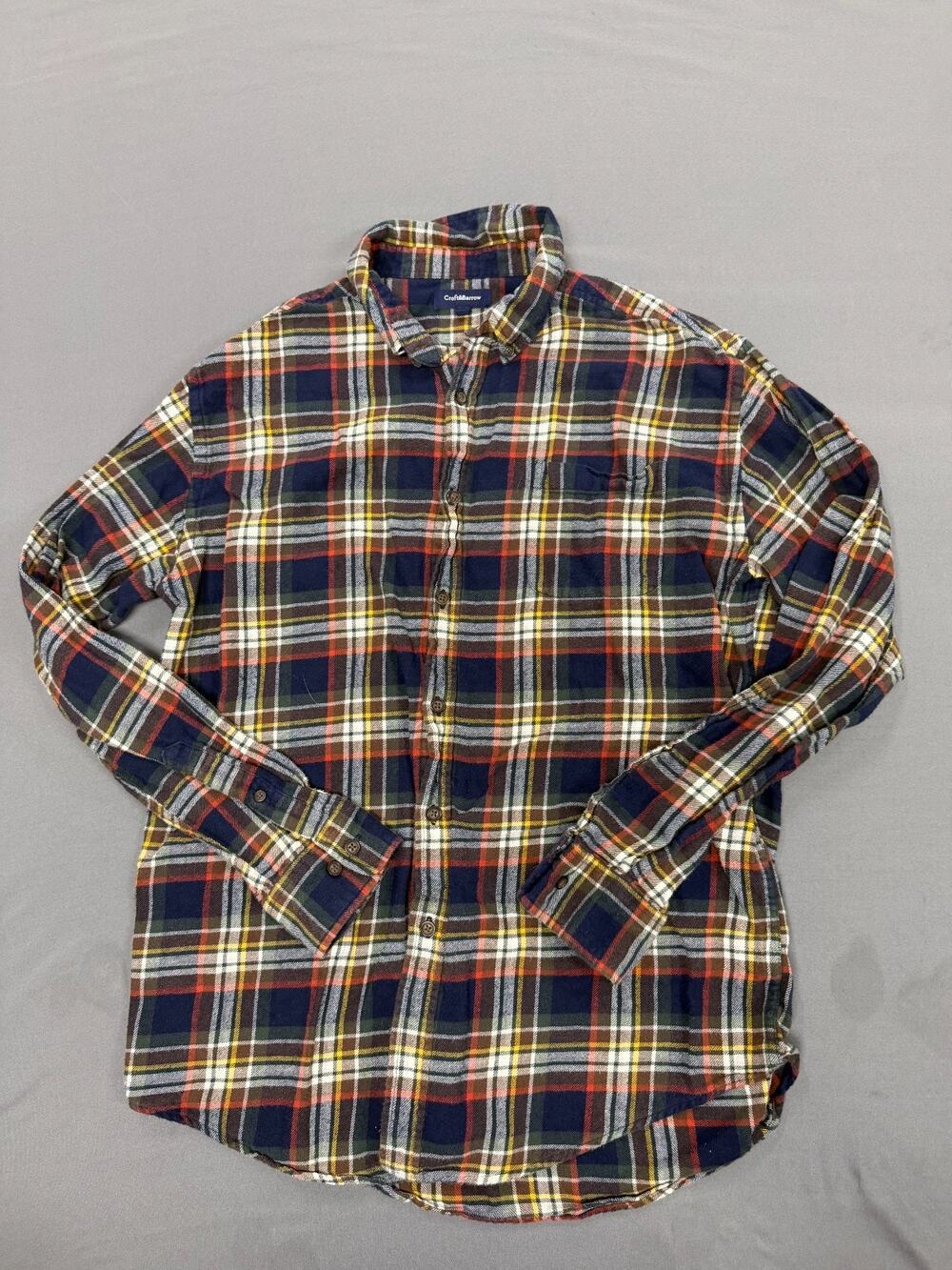 Croft & Barrow Men's Medium Plaid Flannel Shirt Blue Button Down Long Sleeve